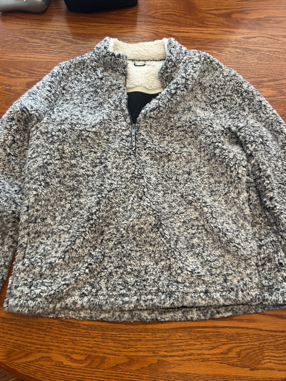 Time and Tru Gray Sherpa Zip-Up Pullover